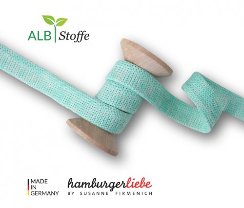 Bio Flachkordel - 1,2 cm - A70/A17 - verdino/meringa - Albstoffe - Hamburger Liebe